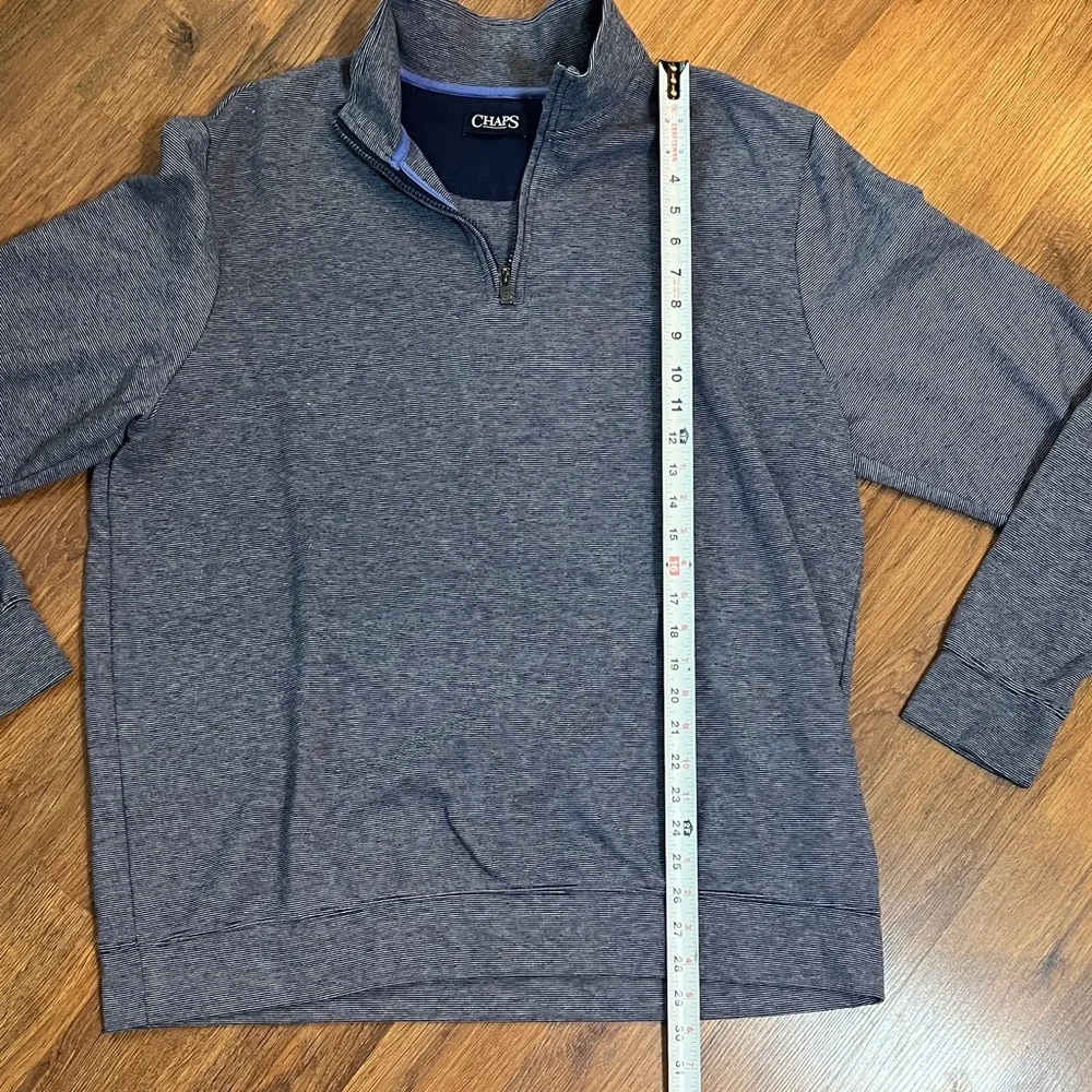 XXL - Chaps Men's Quarter Zip-Up Navy and White Sweater